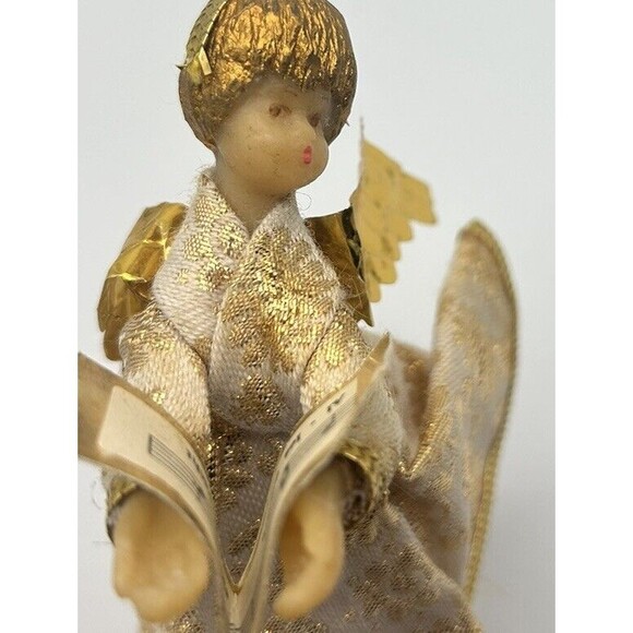 Vintage Koestel Wax Angel Christmas Ornament Singing Angel Gold READ DESCRIPTION - Picture 9 of 9